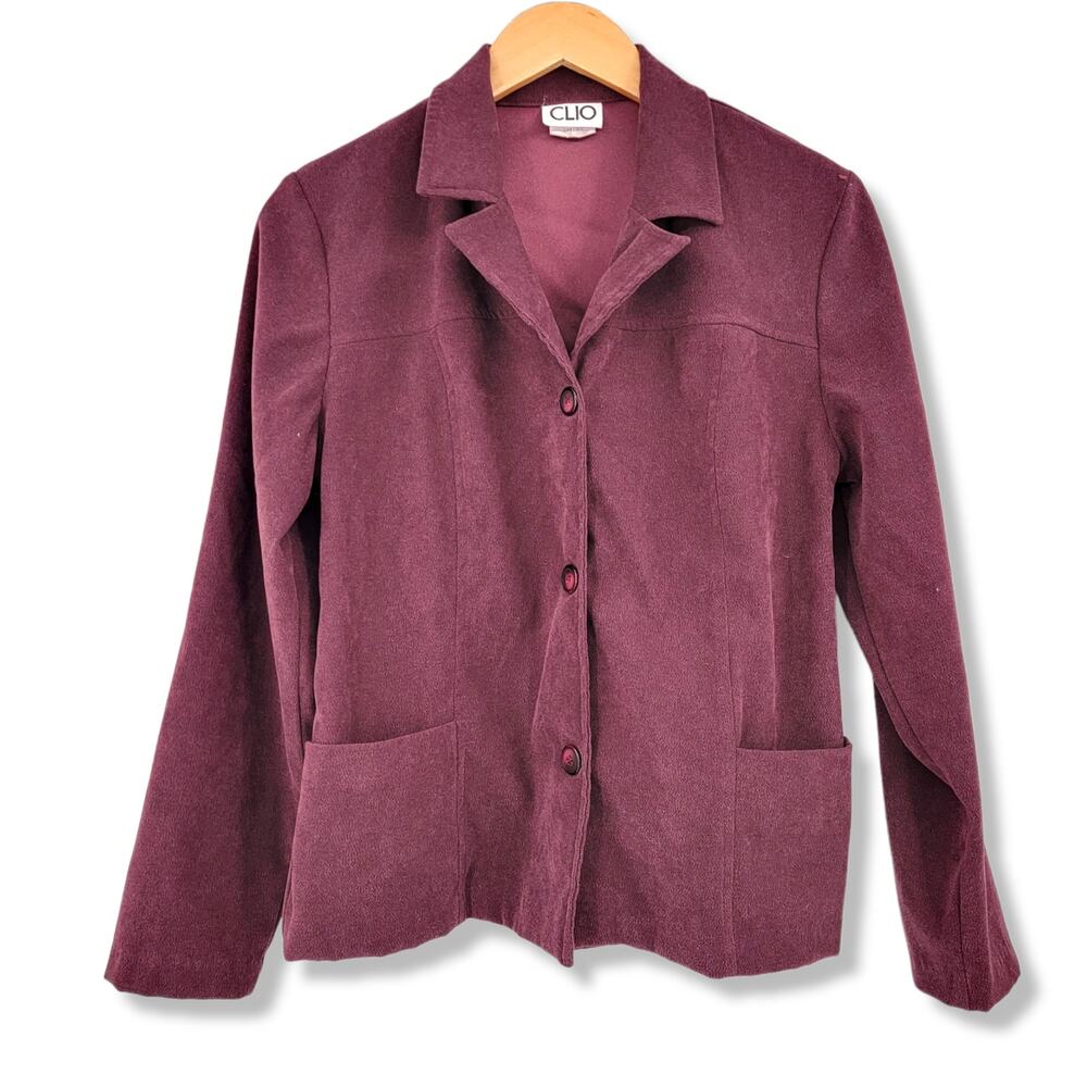 Vintage CLIO Women's Faux Suede Button Down Blazer Size Small